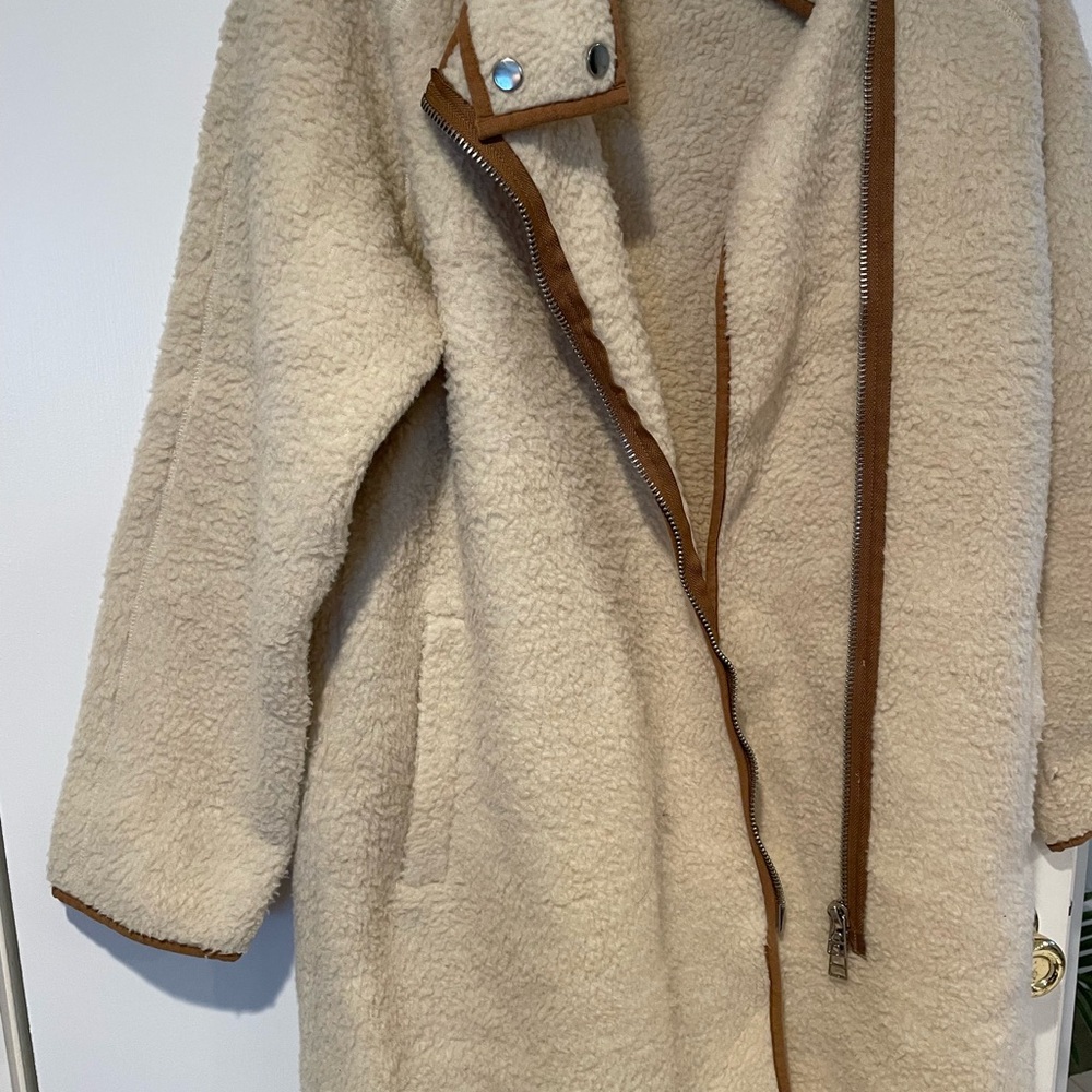 C&C California Cream Teddy Jacket with Tan Accents